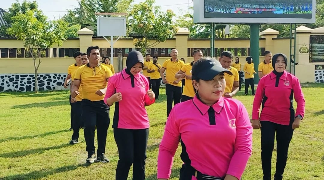 Sat Polairud Polres Lombok Utara Gelar Olahraga bersama Sambut HUT Polairud ke-75