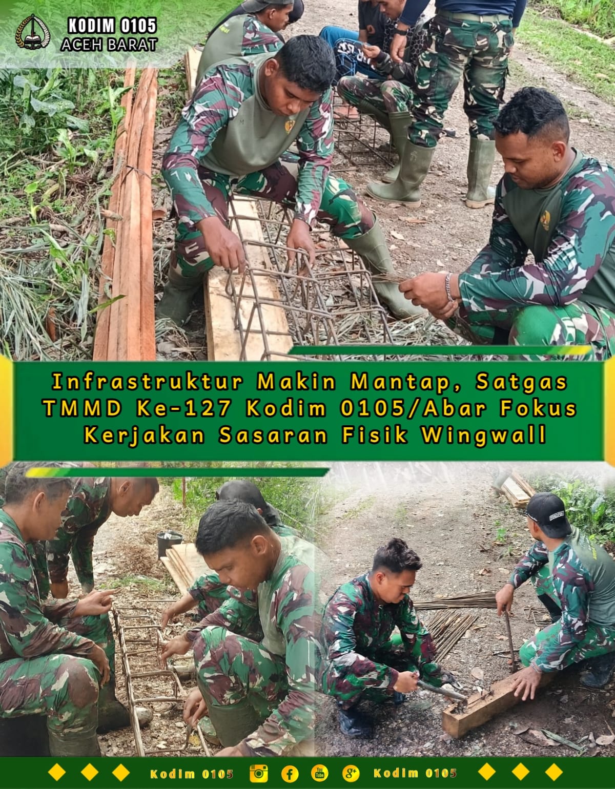 Infrastruktur Makin Mantap, Satgas TMMD Ke-127 Kodim 0105/Abar Fokus Kerjakan Sasaran Fisik Wingwall