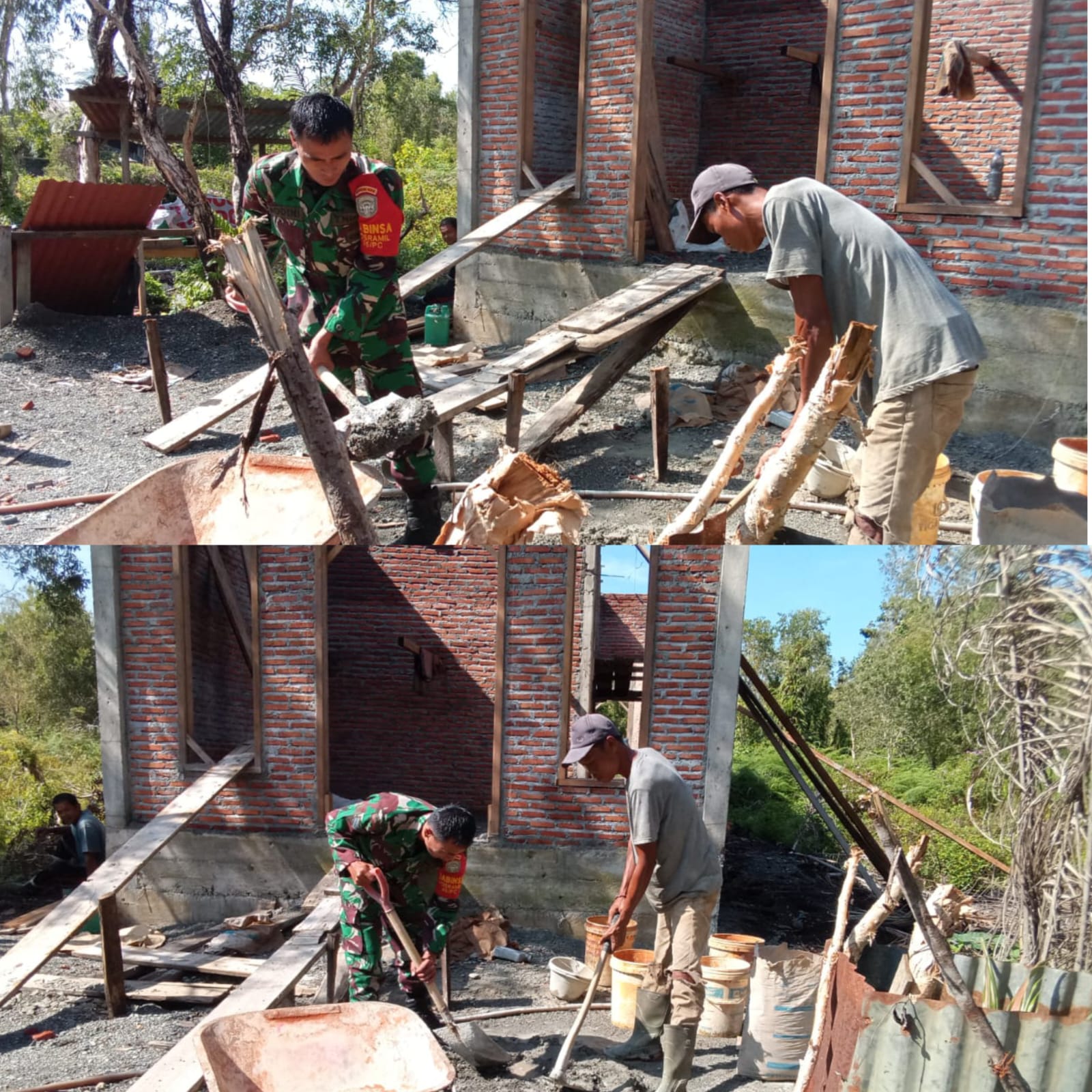 Wujud Kepedulian, Babinsa Posramil 05/Pante Ceureumen Turun Tangan Bantu Pembangunan Rumah Warga