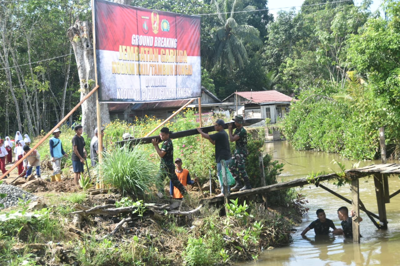 Percepat Pembangunan Daerah, Kodim 1002/HST Laksanakan Ground Breaking Jembatan Garuda