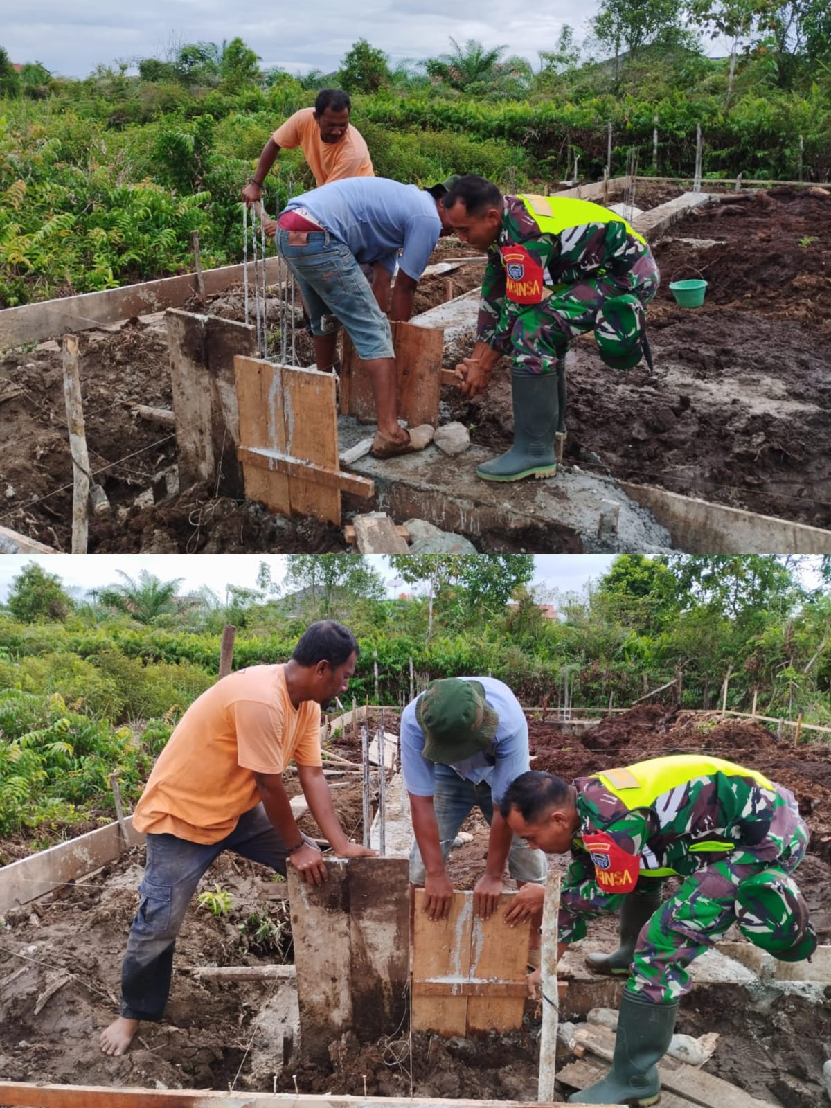 Wujudkan Kedekatan dengan Warga, Babinsa Koramil 03 Kaway XVI Bantu Pembangunan Fondasi Rumah Warga