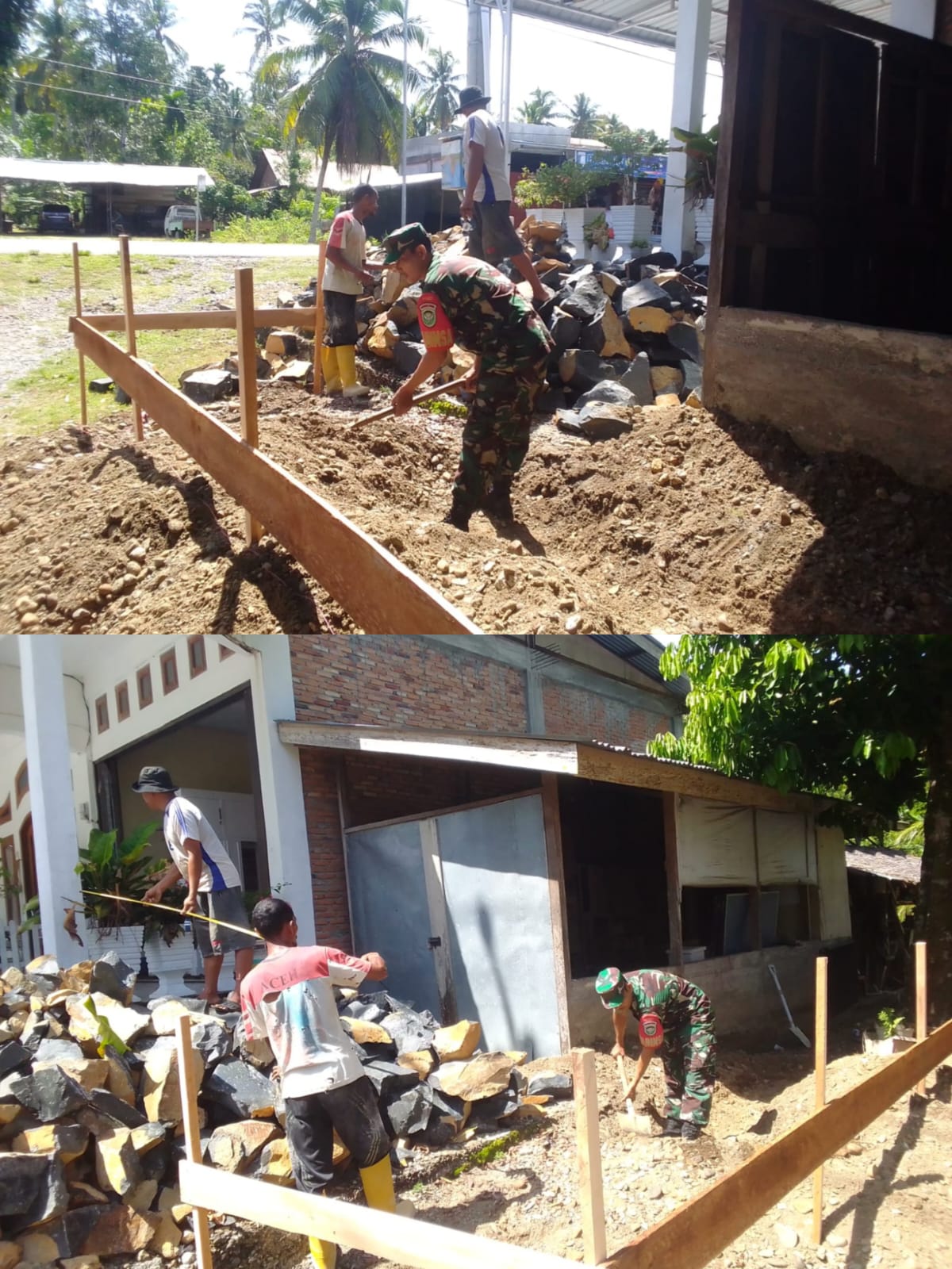 Babinsa Koramil 08/Arongan Lambalek Bantu Warga Gali Pondasi Rumah di Desa