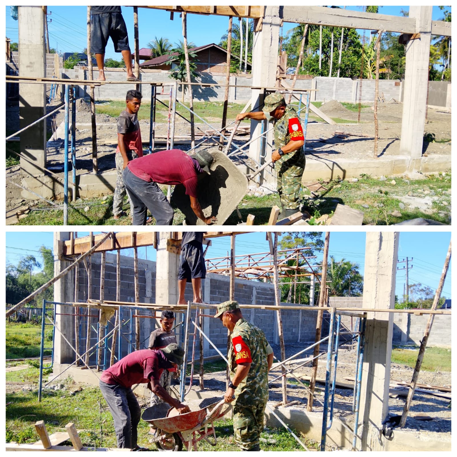 Kepedulian Babinsa Terhadap Warga Di Desa Binaan,Dengan Membantu Membangun Rumah