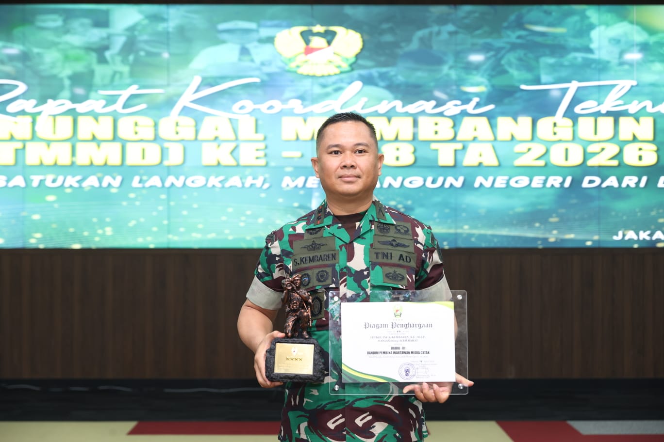 Kerja Nyata Berbuah Prestasi! Kodim 0105/Abar Sabet Juara III LKJ TMMD ke-127 TA. 2026