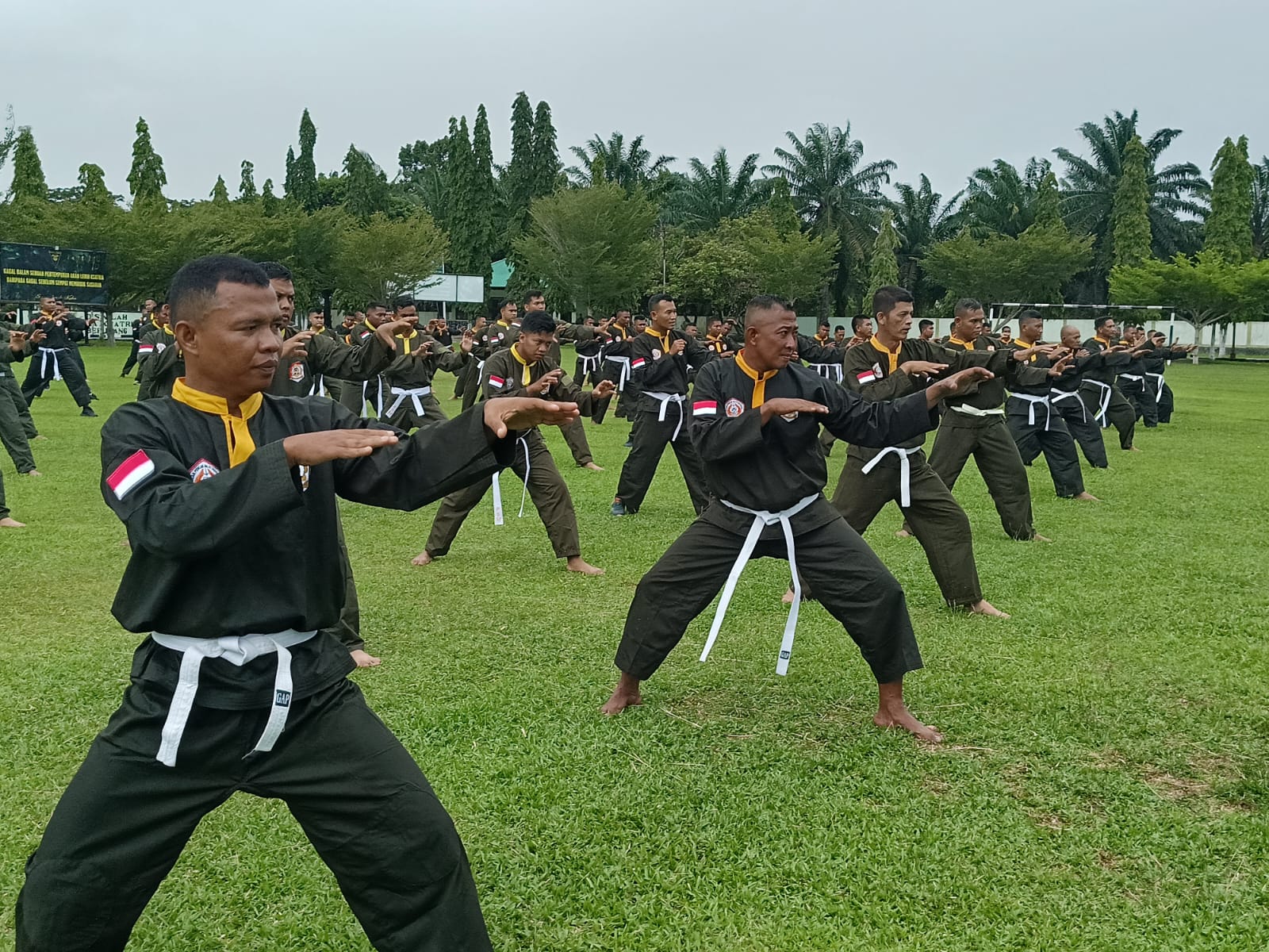 Konsentrasi dan Semangat Menggelora, Prajurit Kodim 0105/Abar Laksanakan Ujian Kenaikan Sabuk PSM