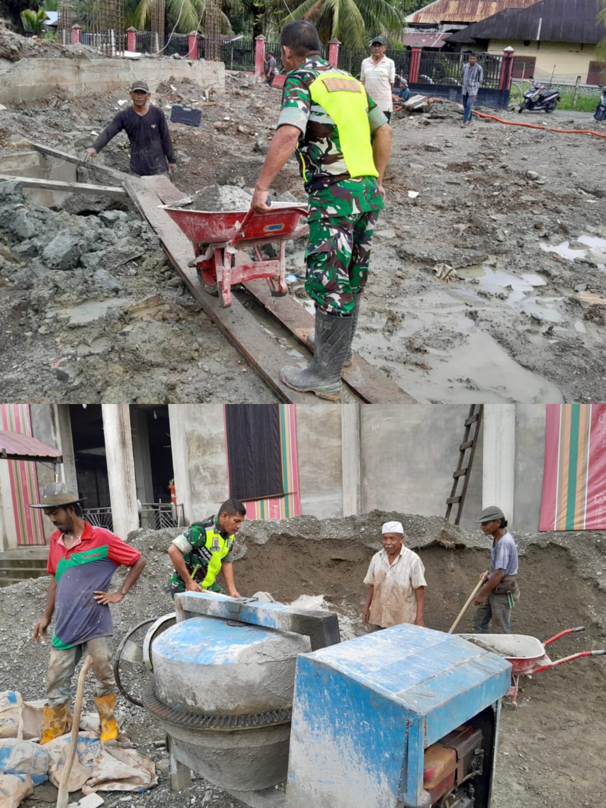 Babinsa Koramil 03 Kaway XVI Pelda T. Fahrial Putra Turun Tangan Bantu Warga Bangun Rumah   