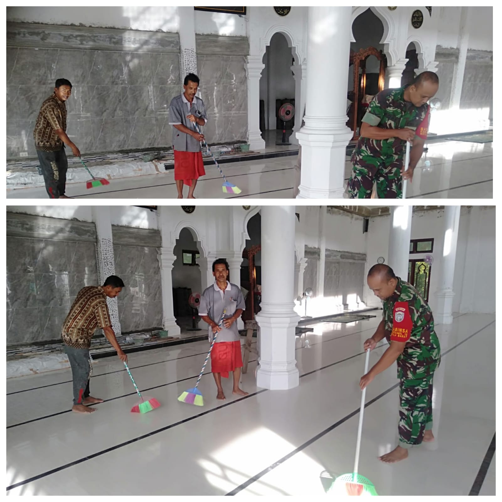 ‎Babinsa Woyla Barat Turun Tangan Bersihkan Masjid, Wujud Nyata Kepedulian TNI di Tengah Masyarakat