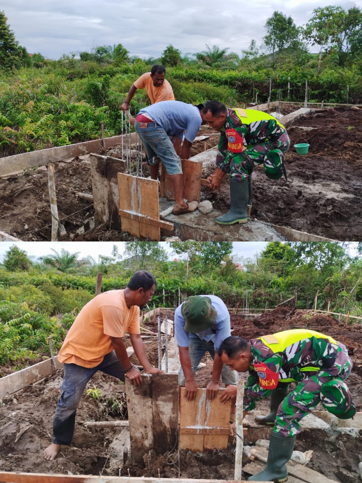 Wujud Kepedulian, Babinsa Koramil 03 Kaway XVI Bantu Warga Bangun Rumah   