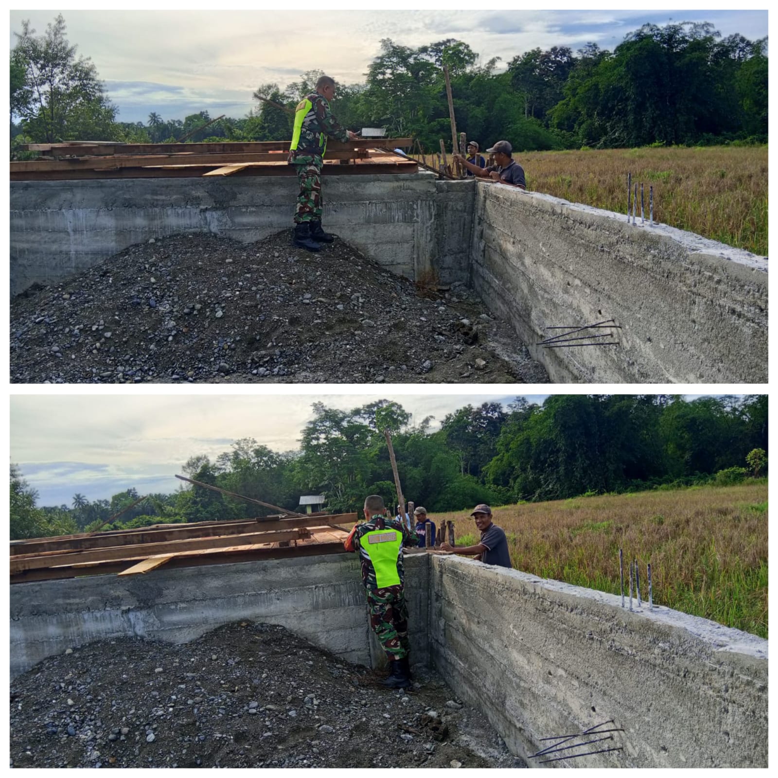 Babinsa Posramil 06 Bubon Bergotong Royong Bantu Warga Membuat Rumah