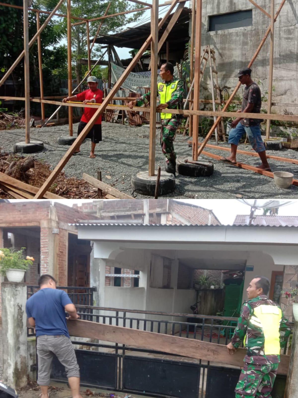 Wujud Kemanunggalan TNI-Rakyat, Babinsa Koramil Kaway XVI Bantu Warga Bangun Rumah