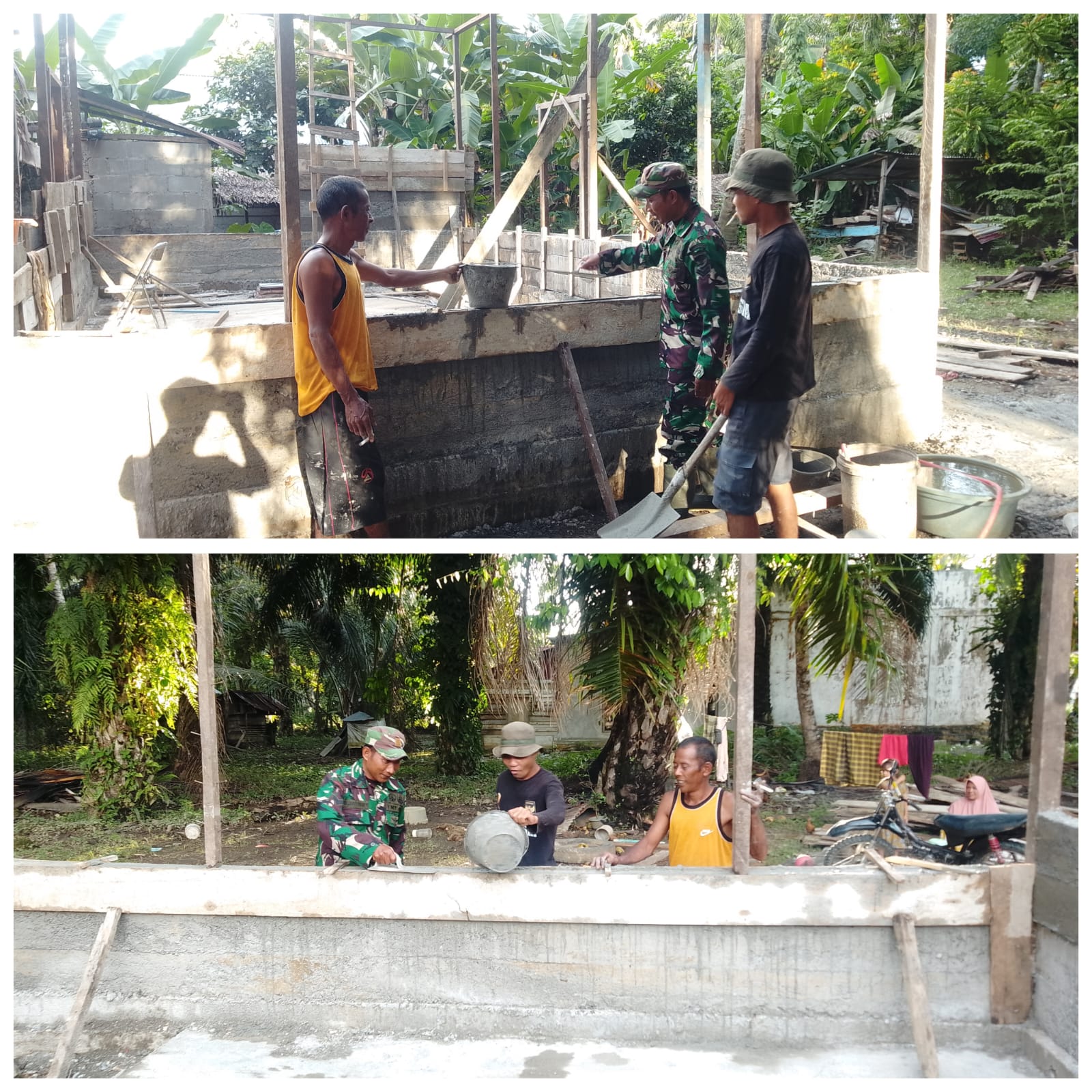 Babinsa Lakukan Karya Bakti Bantu Warga Membuat Dapur