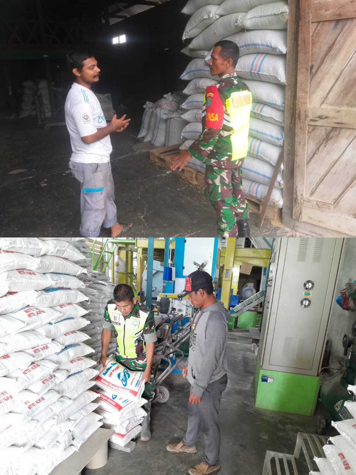 Babinsa Koramil 03 Kaway XVI Cek Langsung Stok Beras di Kilang Padi Kaway XVI