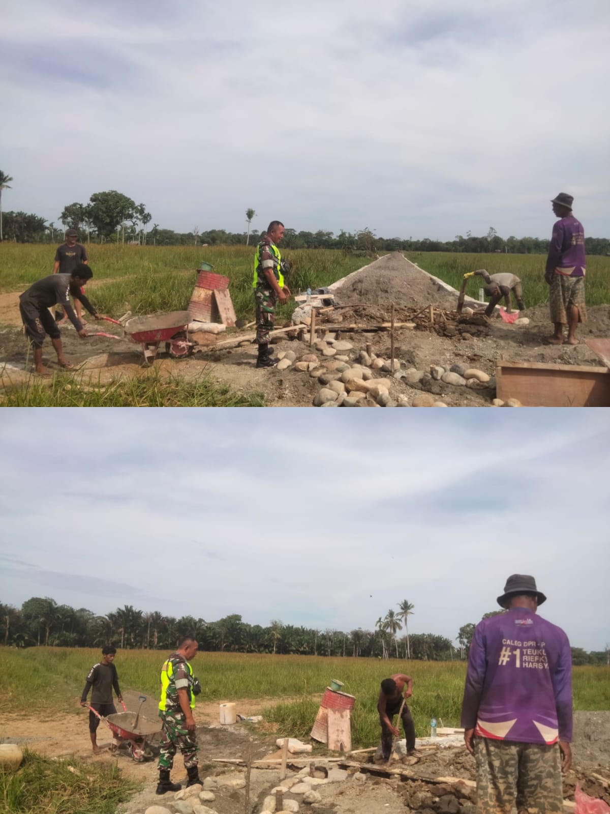 Babinsa Koramil 03 Kaway XVI Dampingi Warga Pembuatan Jalan Kebun di Desa Binaan
