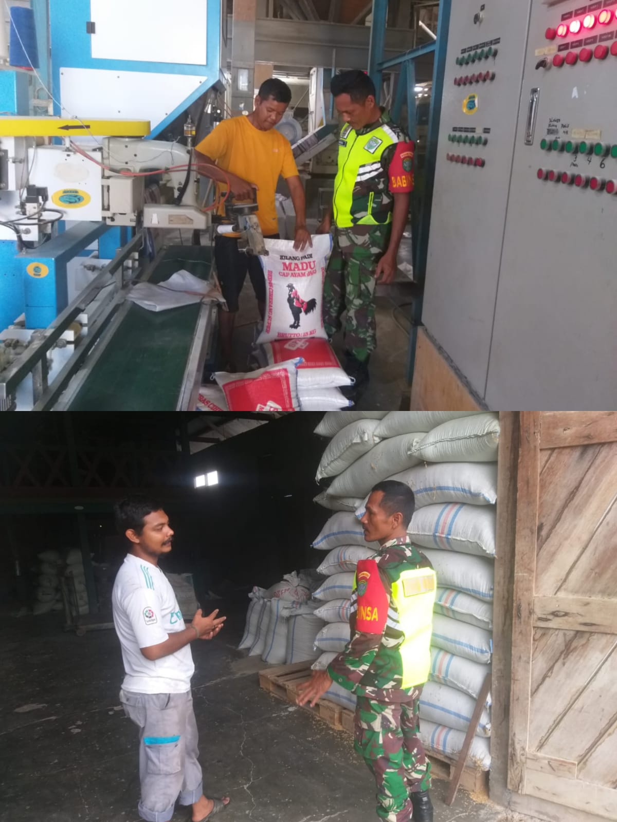 Babinsa Kaway XVI Turun ke Kilang, Pastikan Stok Beras Aman