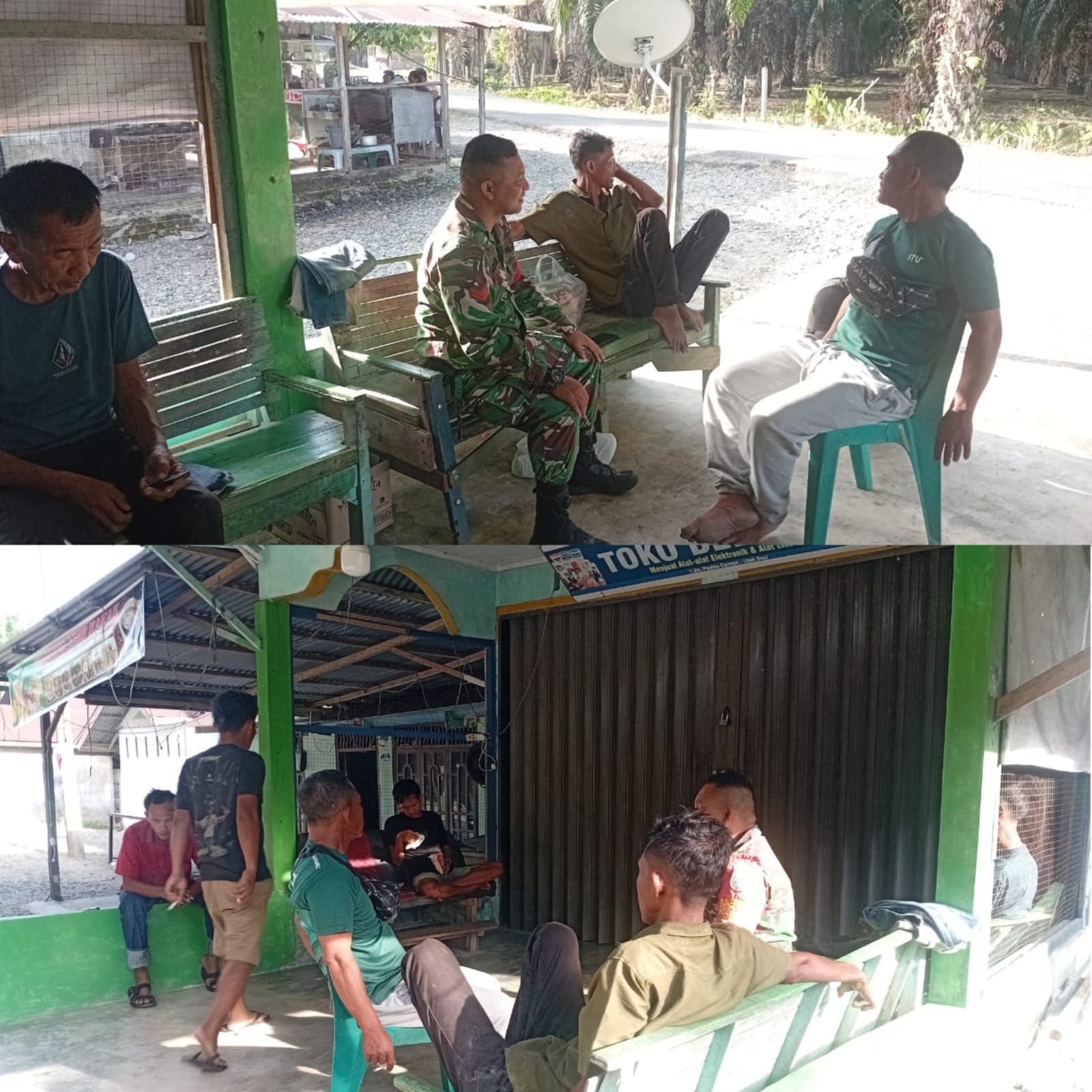 Babinsa Posramil 05/Pante Ceureumen Luangkan Waktu Ngopi Bareng Warga, Perkuat Komsos dan Tingkatkan Kesadaran Pencegahan Karhutla