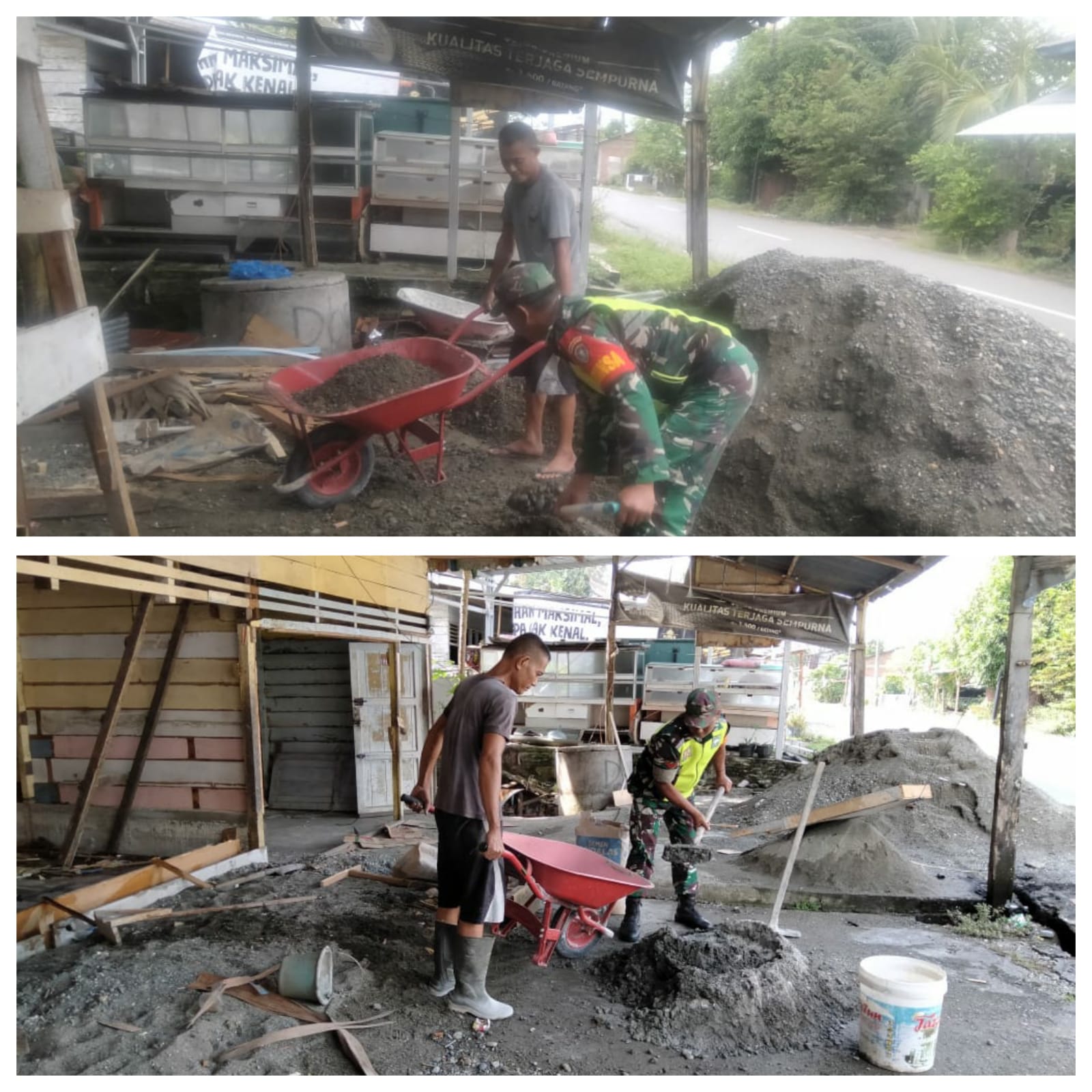 Sigap dan Peduli, Babinsa Koramil 01/SM,Koptu Taufik Alhidayah Gotong Royong Bersama Warga