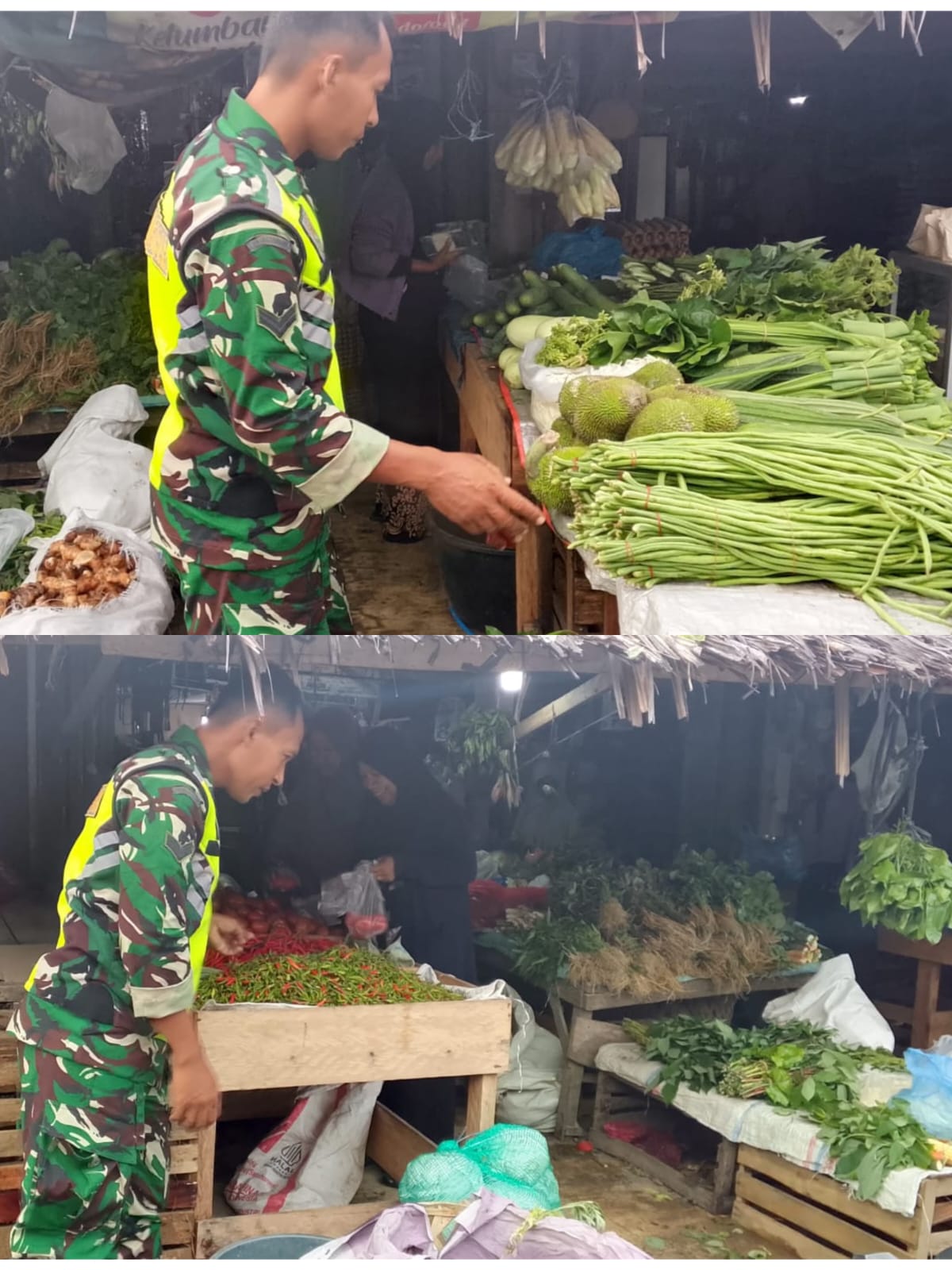 Babinsa Koramil 08/Arongan Lambalek Laksanakan Komsos dengan Pedagang Sembako di Pasar Teupin Peuraho