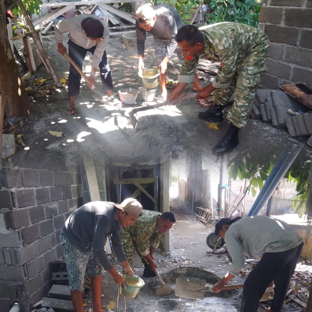 Gotong Royong, Kopka Usuluddin Babinsa Koramil 09/Samatiga Bantu Warga Gampong Teugoh Bangun Rumah