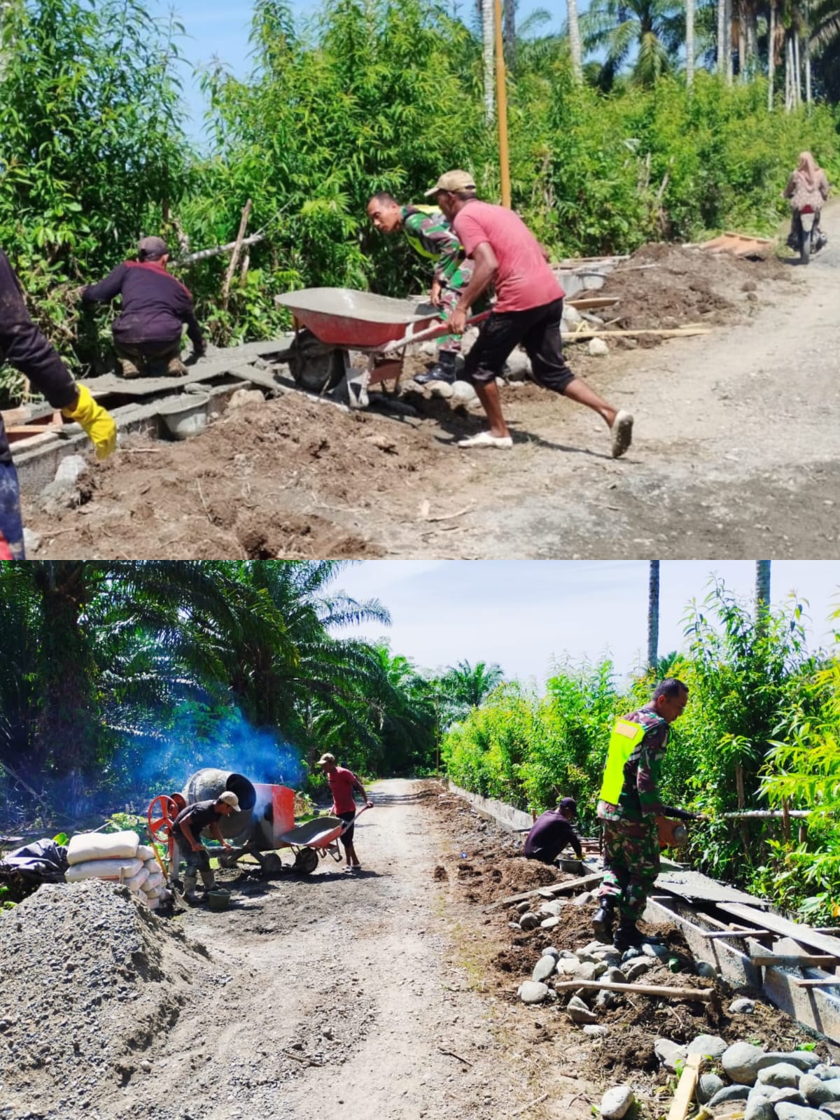 Babinsa Koramil 03 Kaway XVI Bantu Warga Bangun Infrastruktur Desa di Pungki