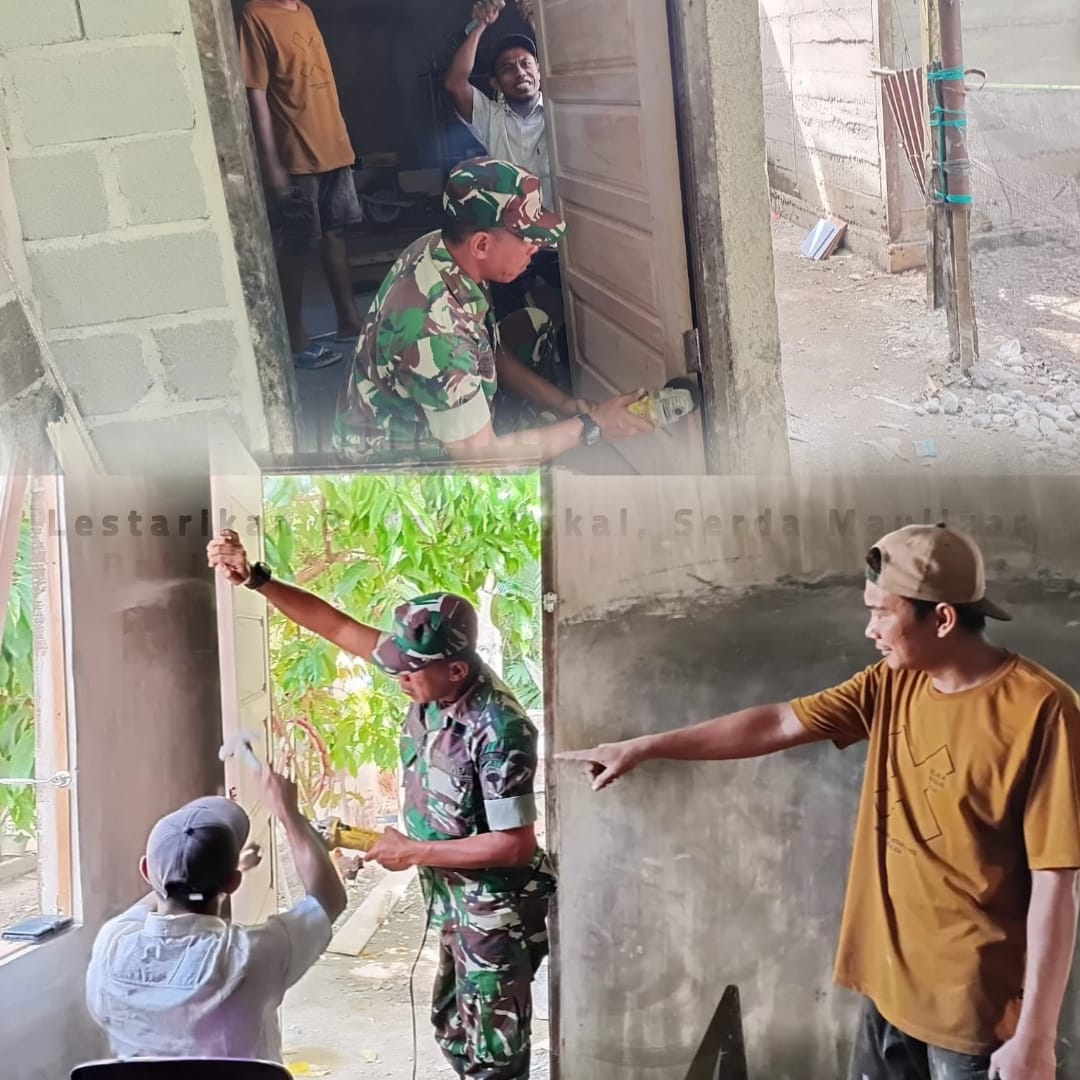 TNI Hadir untuk Rakyat: Serda M. Sofyan Turun Tangan Pasang Pintu Dapur Warga Desa Ujong Nga