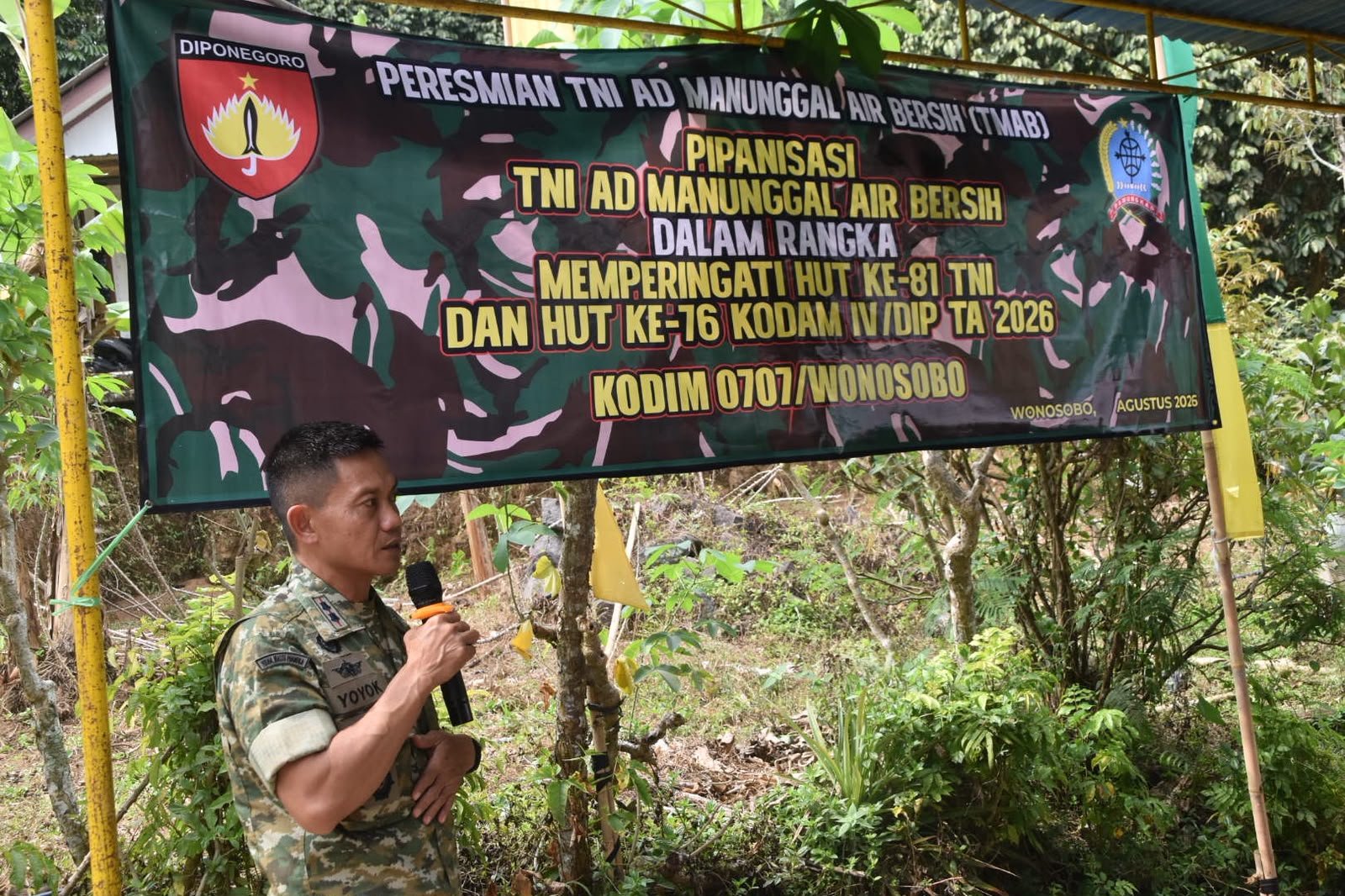 Jelang HUT TNI ke-81, Dandim Wonosobo Resmikan Pipanisasi Manunggal Air Bersih di Sukoreno