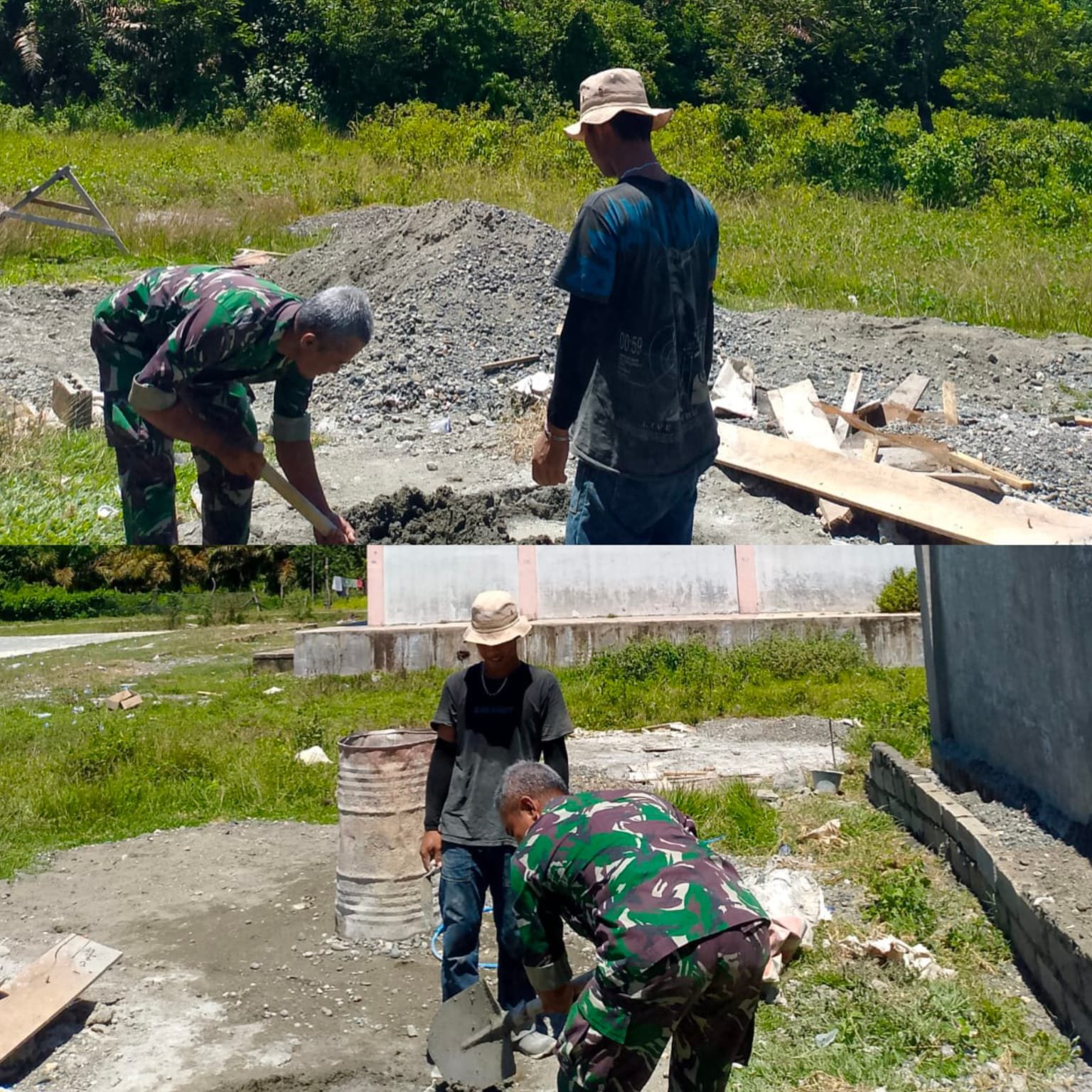 Pererat Kebersamaan, Babinsa Posramil 05/Pante Ceureumen Turun Tangan Bantu Warga dalam Pekerjaan Pembangunan