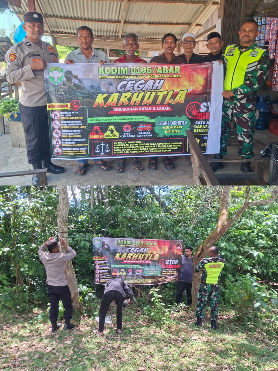 Babinsa dan Bhabinkamtibmas Kaway XVI Gencarkan Sosialisasi Cegah Karhutla di Kecamatan Kaway XVI