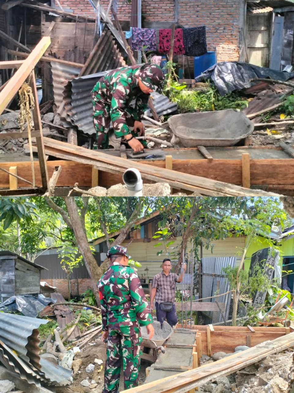 WUJUDKAN KEMANUNGGALAN, BABINSA KORAMIL 03 KAWAY XVI BANTU WARGA BANGUN RUMAH