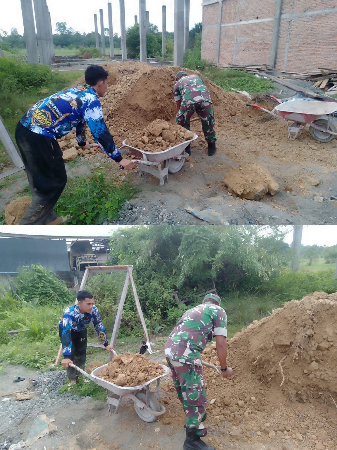 Babinsa Membantu Bangun Rumah Warga